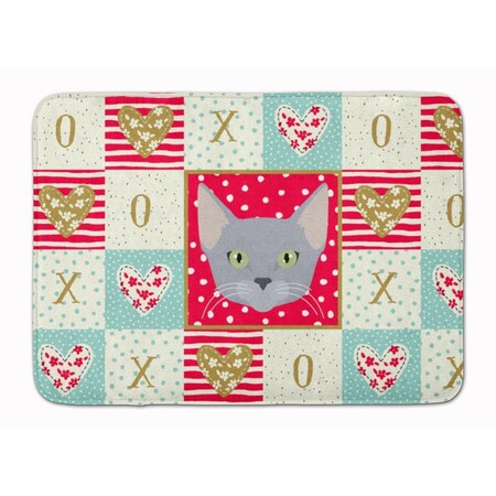 Carolines Treasures 19 x 27 in. Russian Blue Cat Love Machine Washable Memory Foam Mat CK5154RUG
